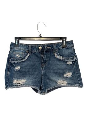 Harper Distressed Dark Blue Denim Shorts Size 25